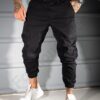 Pantalon jogger pentru barbati cu broderie discreta-negru cod 3113