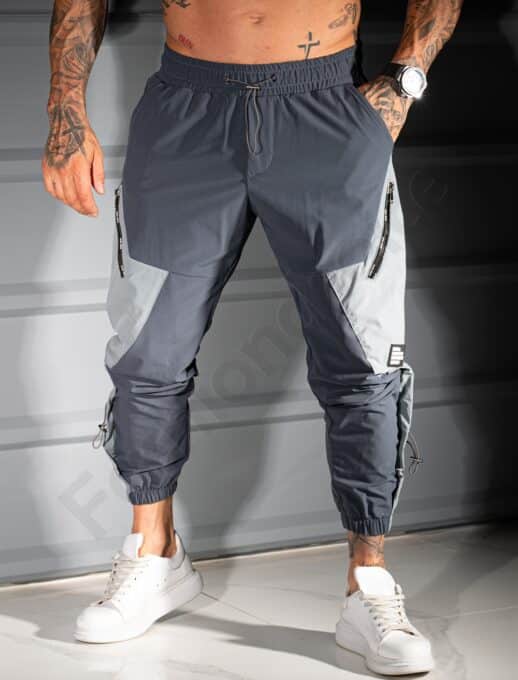 Pantalon sport pentru barbati in doua culori cu buzunare cargo-grafit cod 3115-1