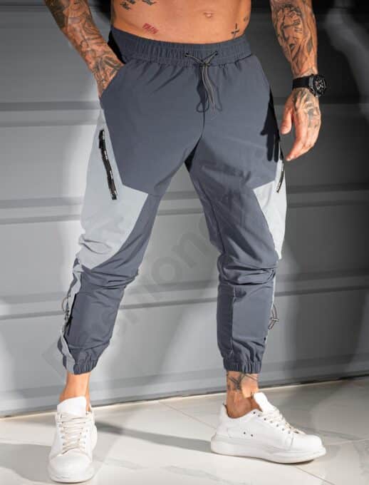 Pantalon sport pentru barbati in doua culori cu buzunare cargo-grafit cod 3115-1