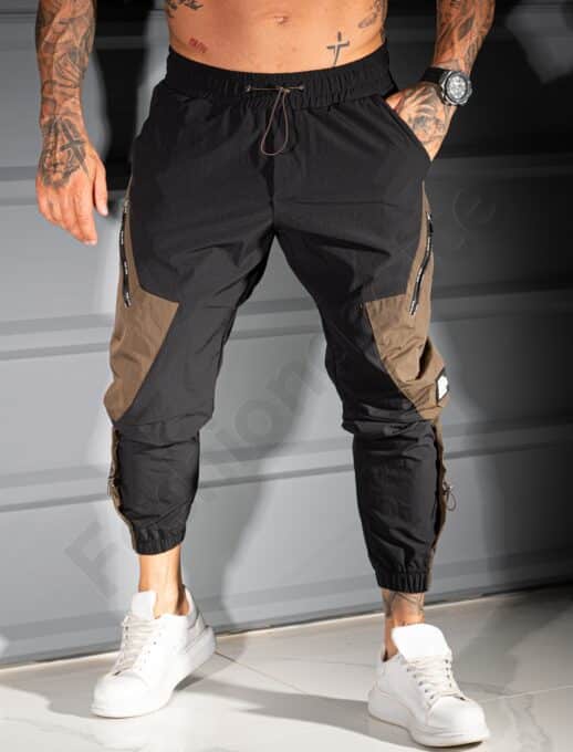 Pantalon sport pentru barbati in doua culori cu buzunare cargo-negru cod 3115