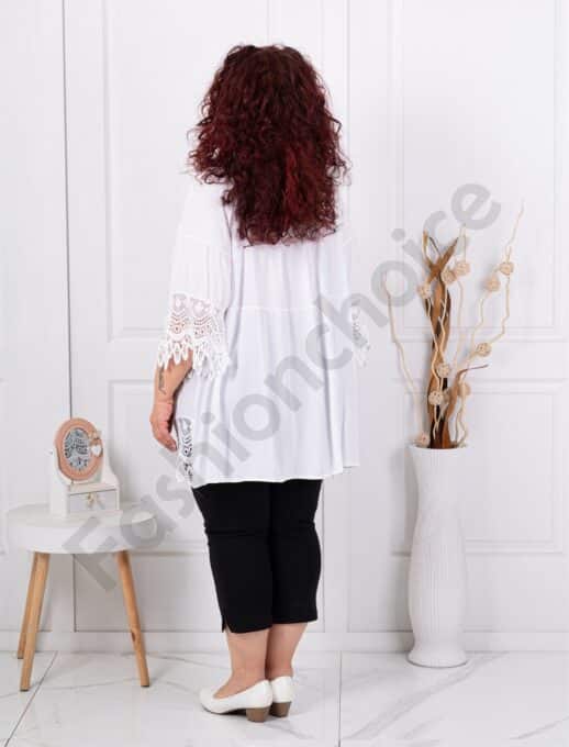 Tunica maxi cu accente din dantela Brussel-alb cod 8385-6