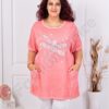 Tunica maxi din bumbac si in cu buzunare si aplicatie cal de mare-coral cod 7390-1