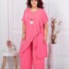 Set maxi pentru vara din doua piese cu design modern+cadou colier-roz cod 10030-19