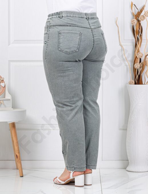 Blugi maxi din denim de vara cu inscriptii brodate-menta cod 3396-3