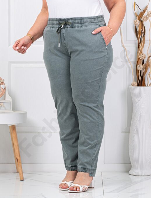 Blugi maxi din denim de vara cu broderie si pietricele-menta cod 3398