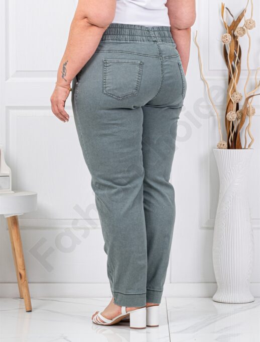 Blugi maxi din denim de vara cu broderie si pietricele-menta cod 3398