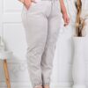 Blugi maxi din denim de vara cu broderie si pietricele-capucino cod 3398-1