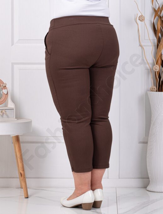 Pantalon maxi cu efect Push Up si lungime 7/8-ciocolata cod 24238-20