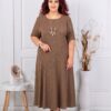Rochie maxi eleganta in clos+cadou colier-moca cod 266085-2