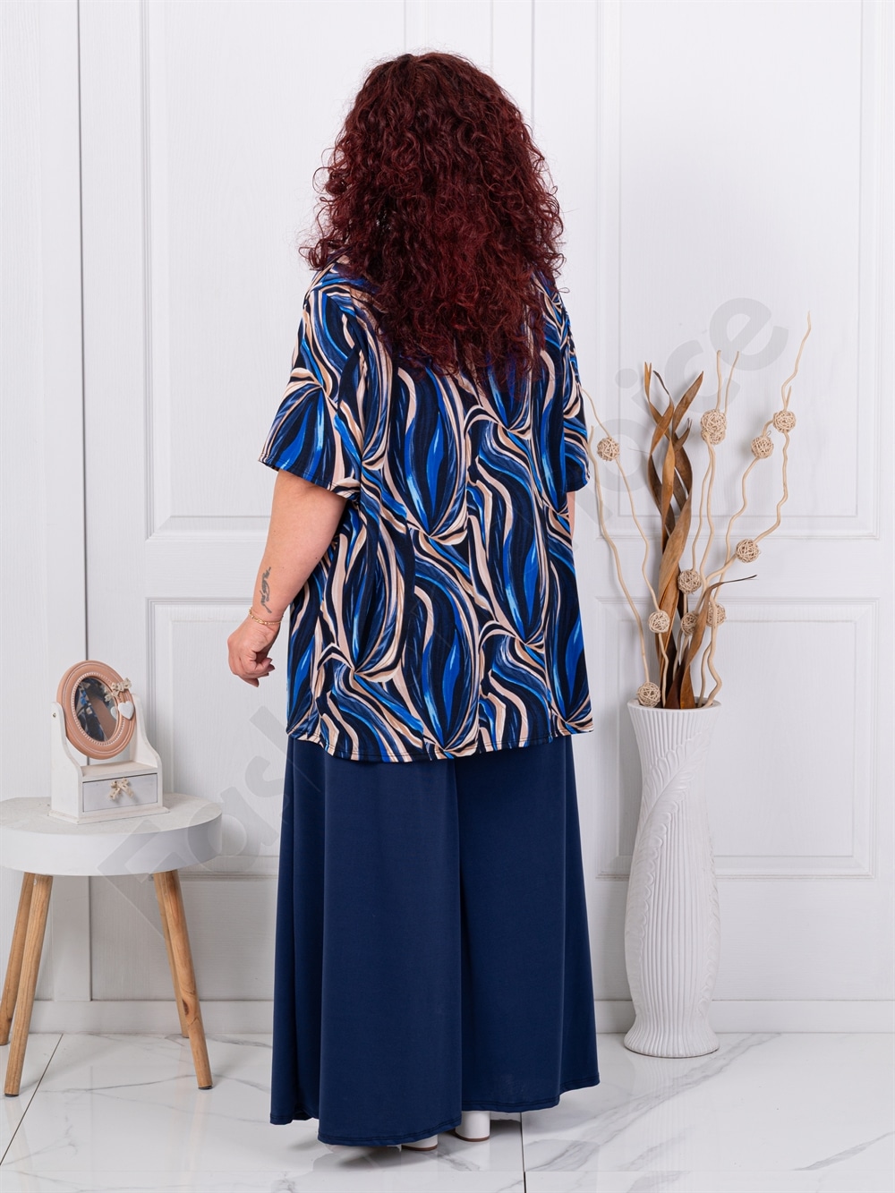 Set maxi pentru vara din doua piese tunica+fusta/pantalon-imprimeu in degrade cod 26112-4