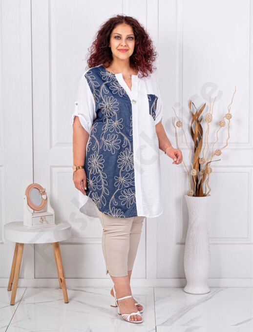 Tunica maxi cu aplicatii din ajur-albastru inchis cod 261373-2