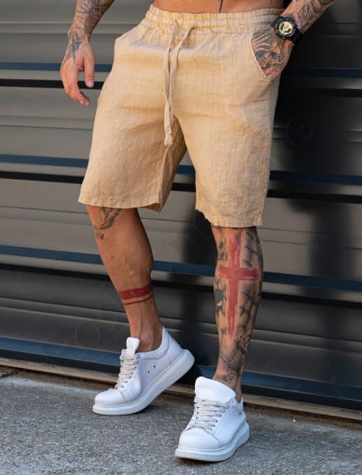 Pantaloni scurti Italieni pentru barbati din 100% In-camel cod 27100-3