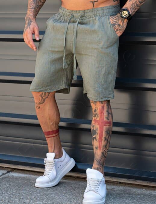 Pantaloni scurti Italieni pentru barbati din 100% In-kaki cod 27100-4