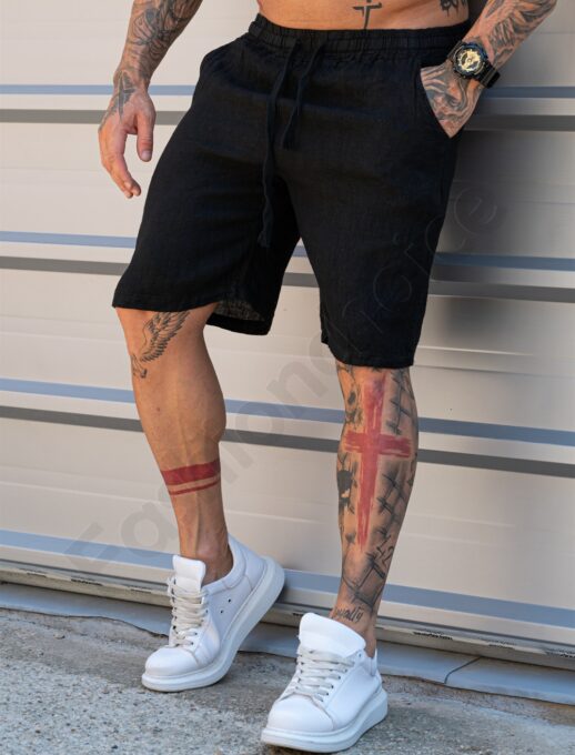 Pantaloni scurti Italieni pentru barbati din 100% In-negru cod 27100