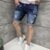 Blugi scurti pentru barbati cu elastan si efect rupt/33-40/-albastru cod 7712