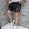 Pantaloni scurti din fas in doua culori-negru/maro cod 1137-2