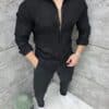Compleu din 100% in cu maneca lunga si guler clasic-negru cod 26003