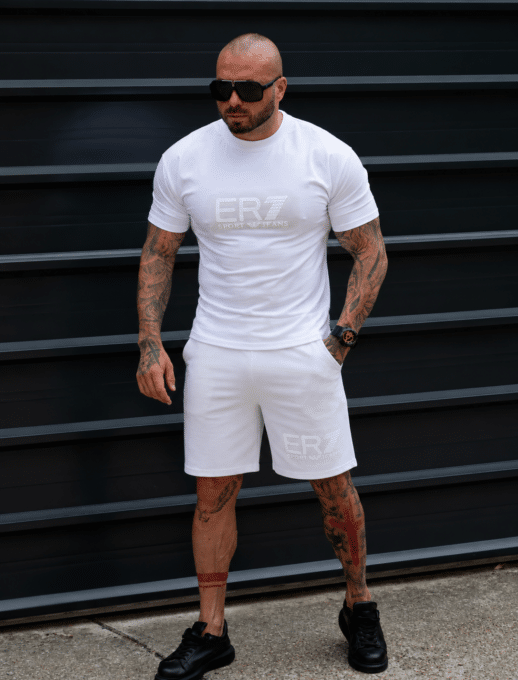Compleu barbati pentru vara cu imprimeu in relief ER7-alb cod 2269-1