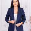 Blazer de dama cu maneci suflecate-albastru inchis cod 10207-16