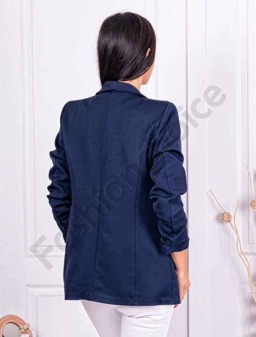 Blazer de dama cu maneci suflecate-albastru inchis cod 10207-16