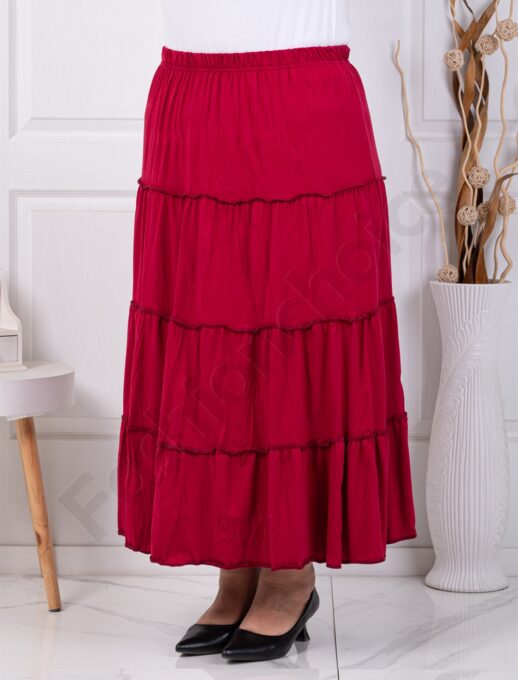 Fusta maxi cu volane si efect sifonat-bordo cod 24429-7