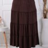 Fusta maxi cu volane si efect sifonat-maro cod 24429-6