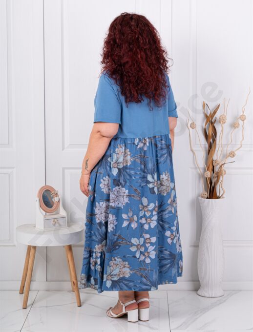 Rochie maxi cu imprimeu floral si volan+cadou colier-parlament cod 5233-3