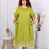 Rochie maxi pentru vara din 100% in cu volan din sifon-verde cod 11782-5