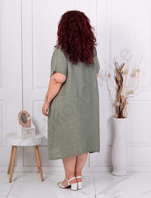 Rochie maxi pentru vara din 100% in cu aplicatie-kaki cod 10126-2