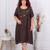 Rochie maxi pentru vara din 100% in cu aplicatie-ciocolata cod 10126-1