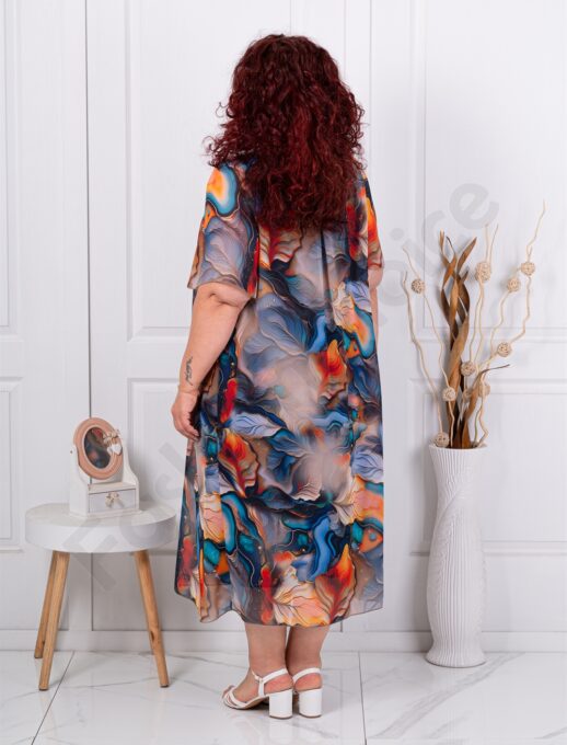 Rochie maxi eleganta din sifon cu imprimeu nuante multicolor cod 26014-4