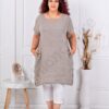Tunica lunga maxi din 100% in cu nasturi decorativi din lemn-moca cod 10015-4