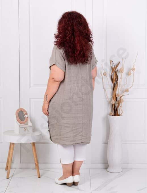 Tunica lunga maxi din 100% in cu nasturi decorativi din lemn-moca cod 10015-4