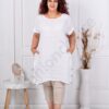 Tunica lunga maxi din 100% in cu nasturi decorativi din lemn-alb cod 10015-1