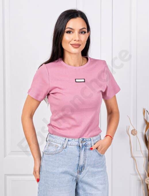 Bluza de dama moderna cu emblema-roz cenusiu cod 1043-15