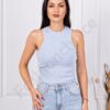 Top de dama din material elastic-albastru deschis cod 08525-1