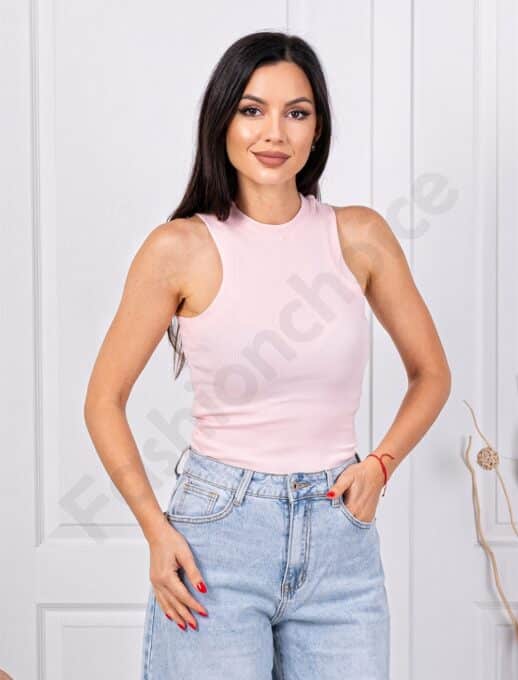 Top de dama din material elastic-pudra cod 08525-2