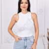 Top de dama din material elastic-alb cod 08525-4