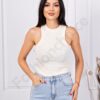 Top de dama din material elastic-galben deschis cod 08525-5