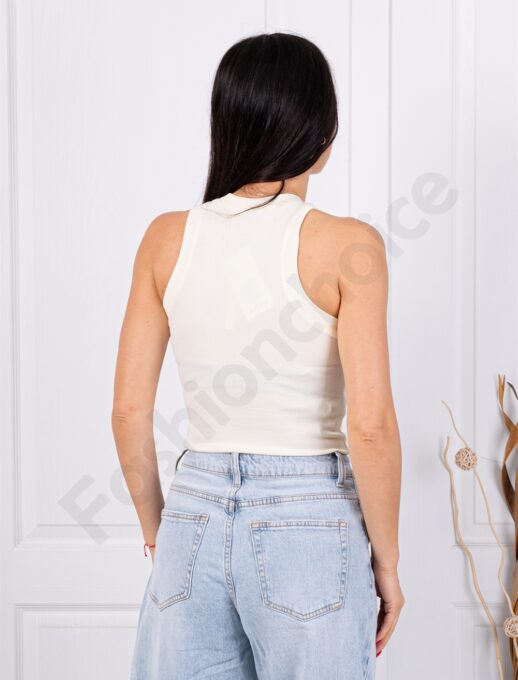 Top de dama din material elastic-galben deschis cod 08525-5