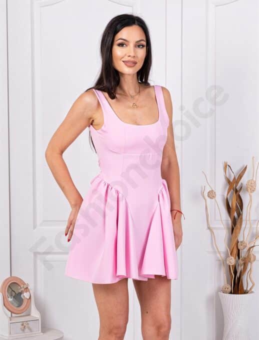 Rochie cocheta cu spate gol si funda-roz cod 3207-3