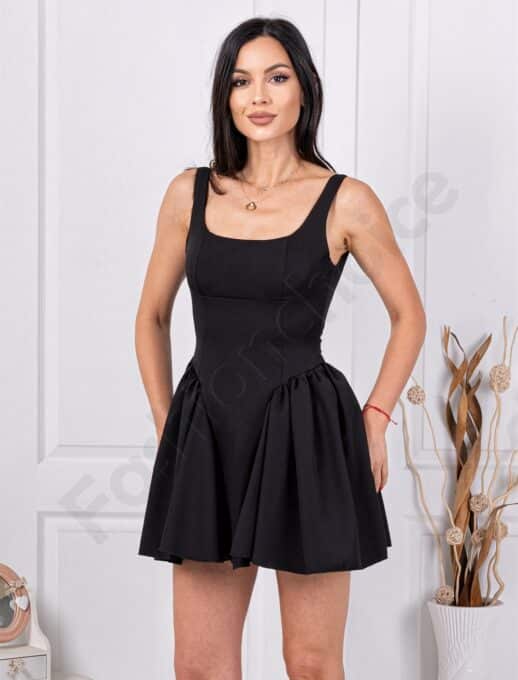 Rochie cocheta cu spate gol si funda-negru cod 3207-1