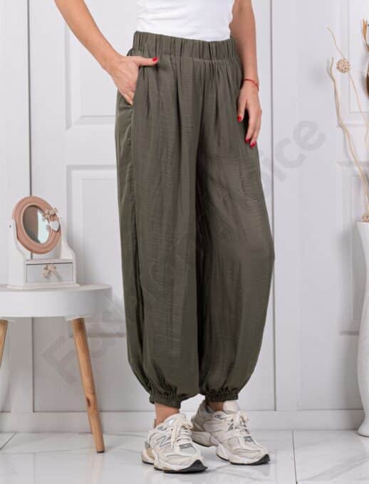 Pantalon de dama pentru vara cu croi lejer-kaki cod 77067-3