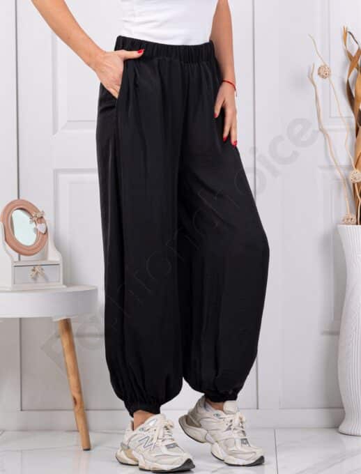 Pantalon de dama pentru vara cu croi lejer-negru cod 77067