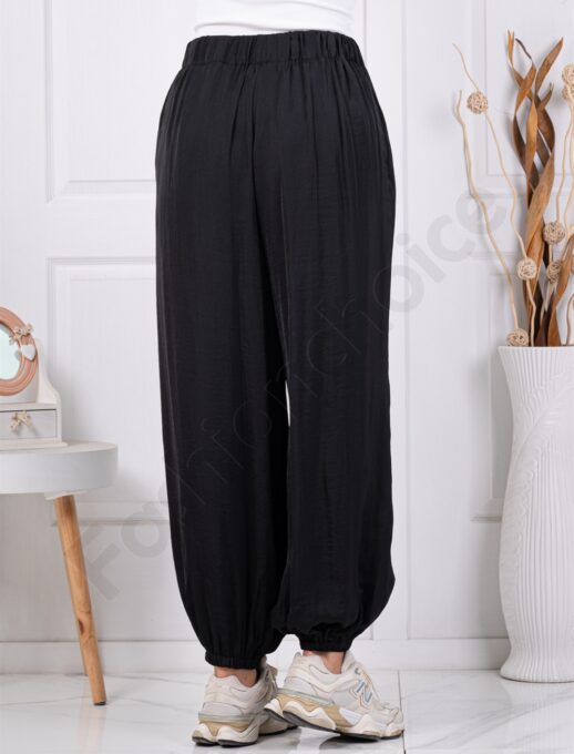 Pantalon de dama pentru vara cu croi lejer-negru cod 77067