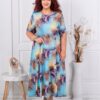 Rochie maxi in clos cu imprimeu pentru vara-aqua cod М6085
