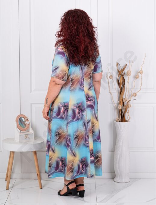 Rochie maxi in clos cu imprimeu pentru vara-aqua cod М6085