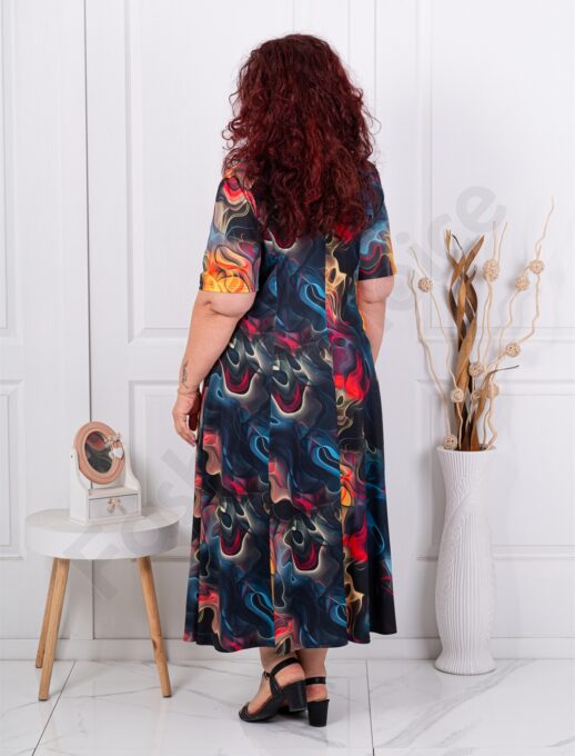 Rochie maxi in clos cu imprimeu in degrade-negru/orange cod М6085-2