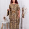 Pareo maxi pentru vara din material satinat cu motive multicolor-negru cod CP11