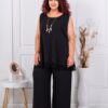 Set maxi pentru vara cu dantela brussel+cadou colier-negru cod 2195